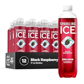 Sparkling Ice, Black Raspberry Sparkling Water, Zero Sugar Flavored Water, with Vitamins and Antioxidants, Low Calorie Beverage, 17 fl oz Bottles (Pack of 12)