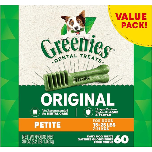 Greenies Original Petite Natural Dental Care Dog Treats, 36 oz. Pack (60 Treats)