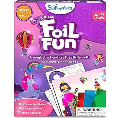 Skillmatics Art & Craft Activity - Foil Fun Unicorns & Princesses, No Mess Art for Kids, Craft Kits & Supplies, DIY Creative Activity, Gifts for Girls & Boys Ages 4, 5, 6, 7, 8, 9, Travel Toys