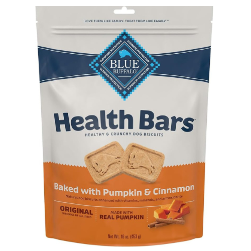 Blue Buffalo Health Bars Crunchy Dog Biscuits, Oven-Baked With Natural Ingredients, Pumpkin & Cinnamon, 16-oz. Bag